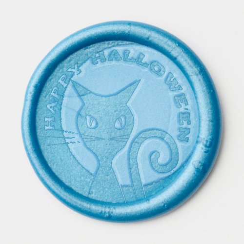 Happy Halloween Moon and Eerie Cat Wax Seal Sticker