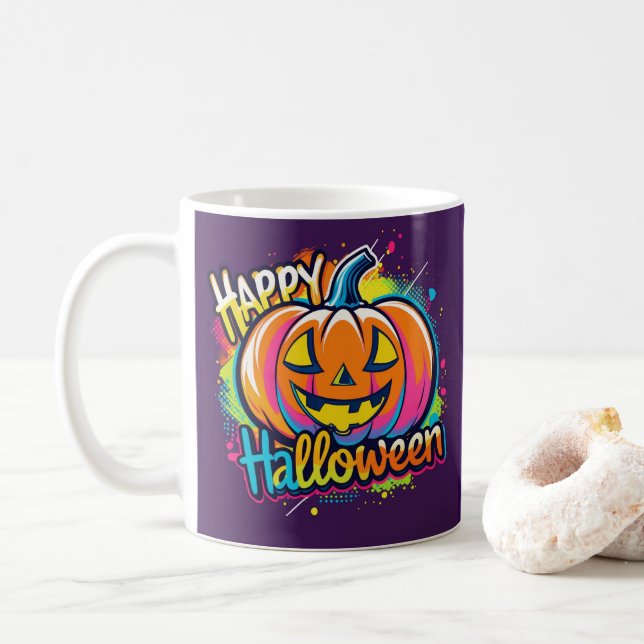 Happy Halloween Mug – Spooky & Fun Gift Cup (With Donut)