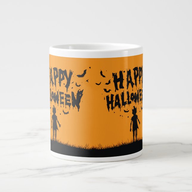 Happy Halloween:Mug with Mysterious Silhouette Giant Coffee Mug (Front)