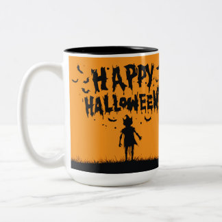 Happy Halloween:Mug with Mysterious Silhouette Two-Tone Coffee Mug