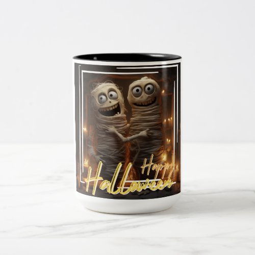 Happy Halloween Mummies 3 Two_Tone Coffee Mug