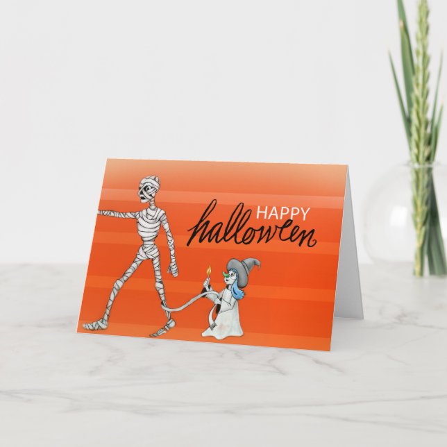 Happy Halloween - Mummy and Witch Card (Front)