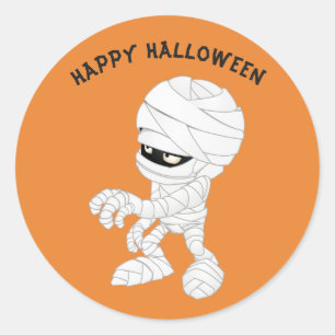 Happy Halloween Mummy Classic Round Sticker