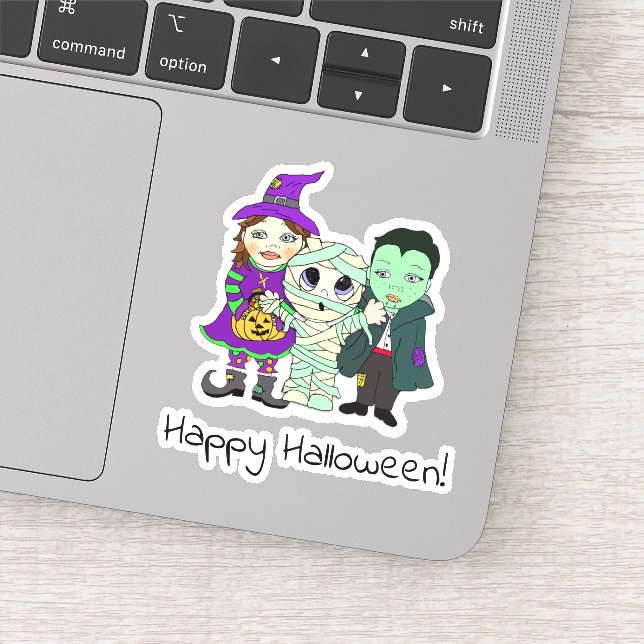 Happy Halloween, Mummy, Vampire and Witch Kids Sticker (Detail)