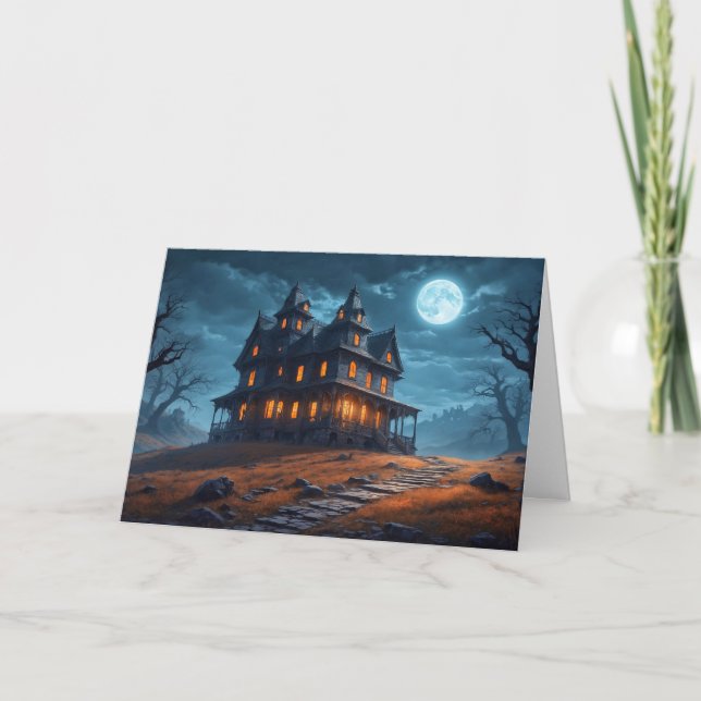 Happy Halloween Mysterious Haunted House Card (Front)