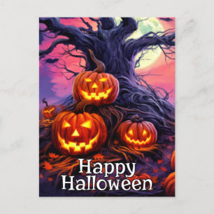 Happy Halloween Nefarious Pumpkin After Midnight Postcard