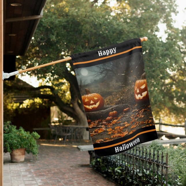 Happy Halloween Night Collection House Flag (In SItu)
