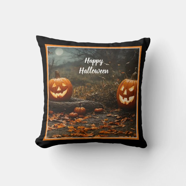 Happy Halloween Night Collection Throw Pillow (Front)