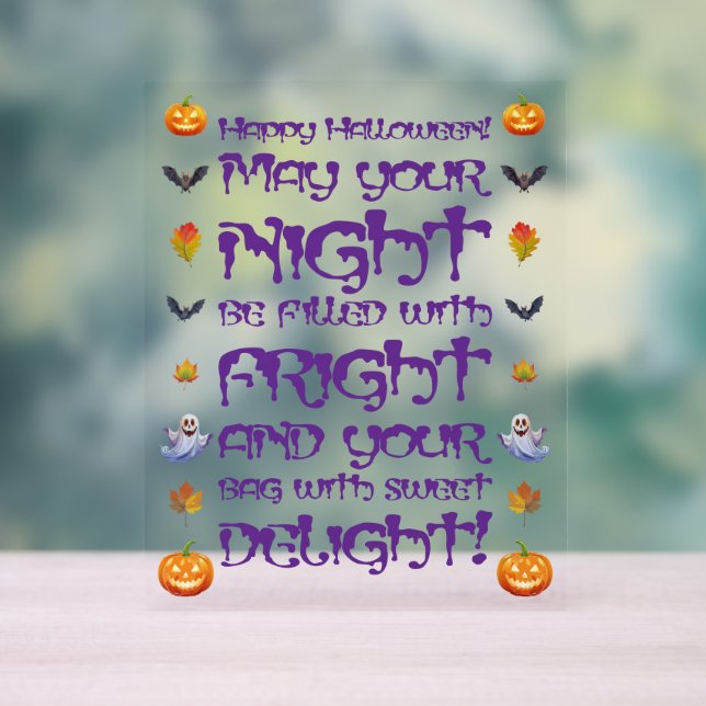 Happy Halloween Night Of Fright Acrylic Sign (Neutral)