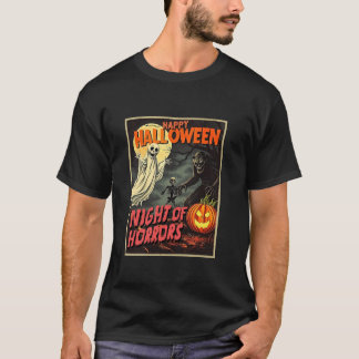 Happy Halloween Night of Horrors Retro Vintage Pos T-Shirt
