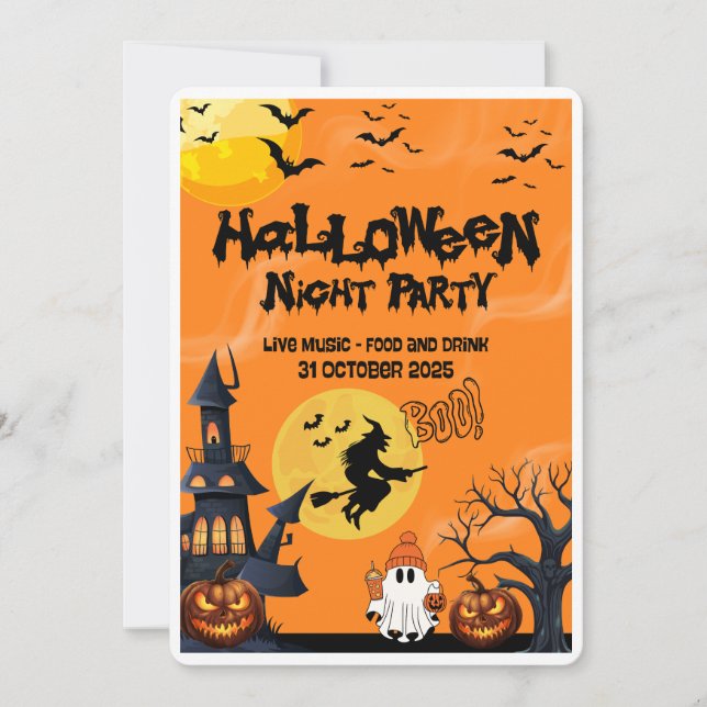 Happy Halloween Night Party Invitation (Front)