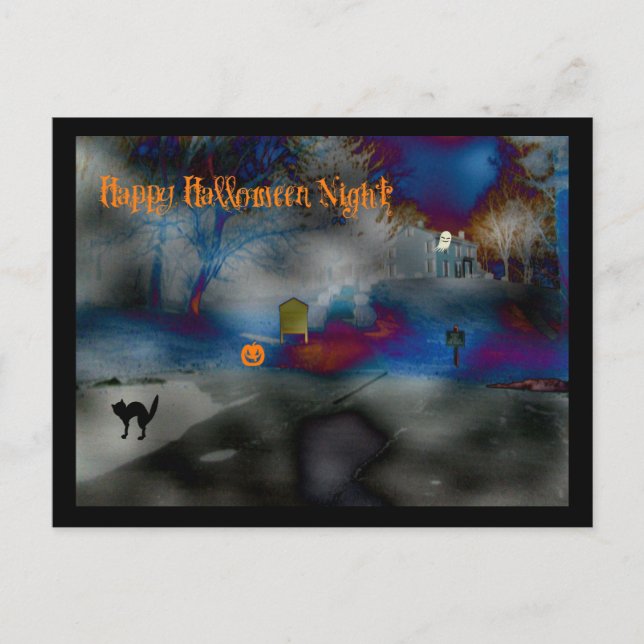 Happy Halloween Night Postage Postcard (Front)