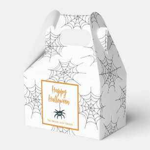 Happy Halloween no trick just treats spider cobweb Favor Boxes