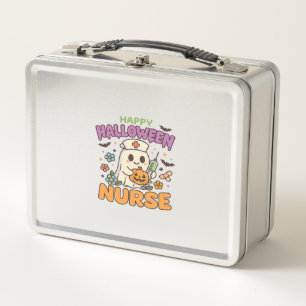 Happy Halloween Nurse Shirt  Cute Spooky Medical W Metal Lunch Box