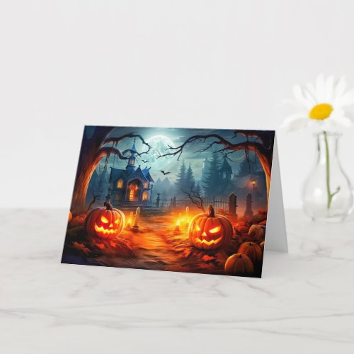 Happy Halloween Old Haunted Manor Card