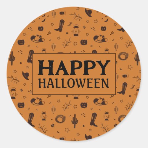 happy halloween old west classic round sticker