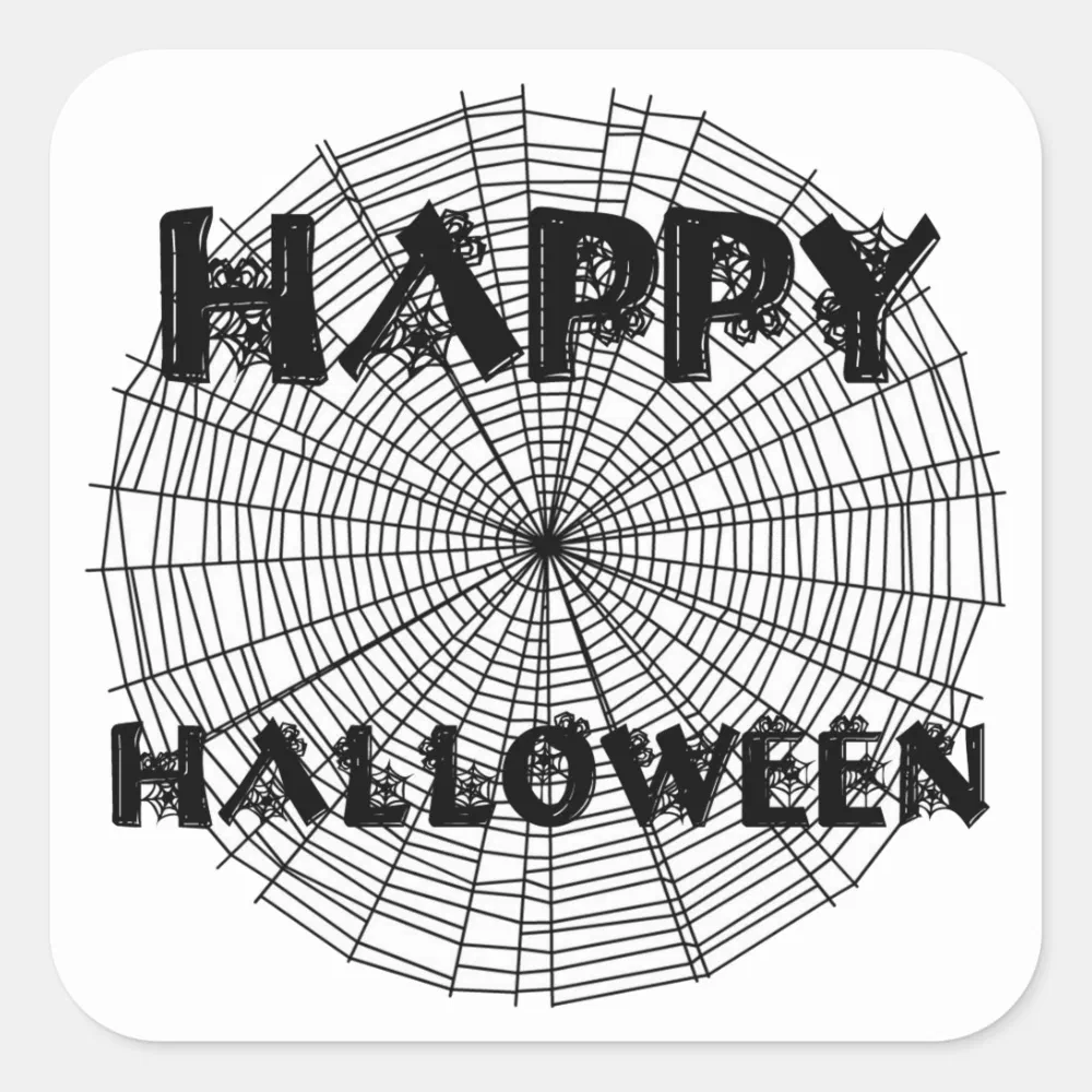 Happy Halloween on Spider Web Text Sticker