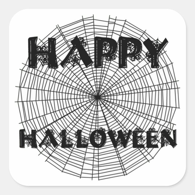 Happy Halloween on Spider Web Text Sticker (Front)