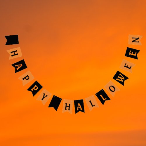 Happy Halloween Orange and Black Bunting Flags