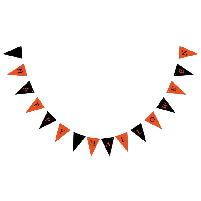 Happy Halloween Orange and Black Bunting Flags (All)