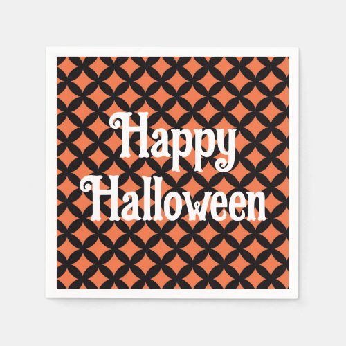 Happy Halloween orange and black paper napkins