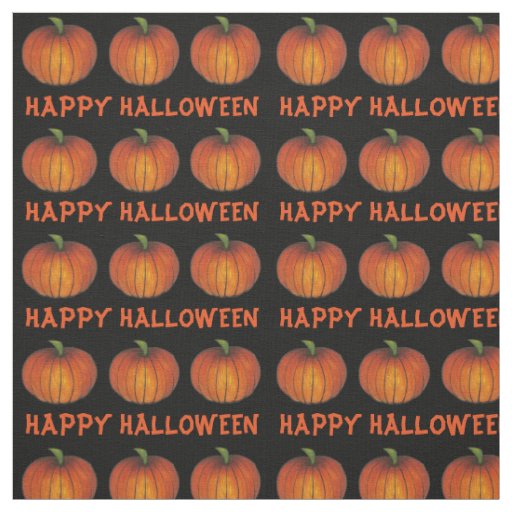 Happy Halloween Orange and Black Pumpkin Patch Fabric