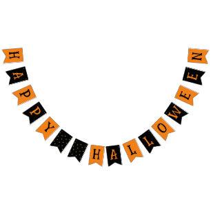 Happy Halloween Orange Black Bunting Flags