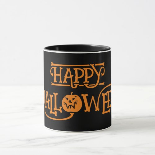 Happy Halloween Orange Black Coffee Mug