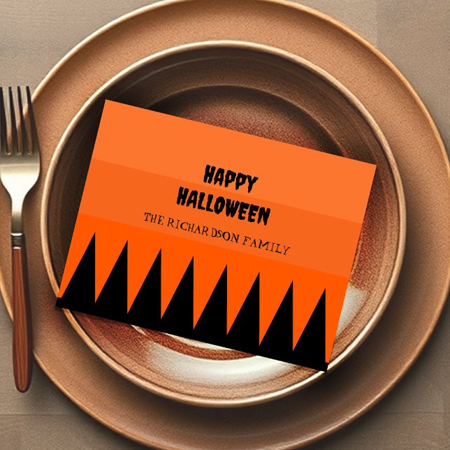 Happy Halloween Orange Black Personalized Holiday Postcard (Creator Uploaded)