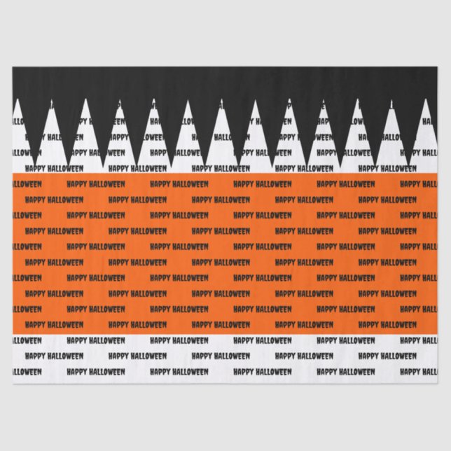 Happy Halloween Orange Black Personalized Tissue Paper (Front)