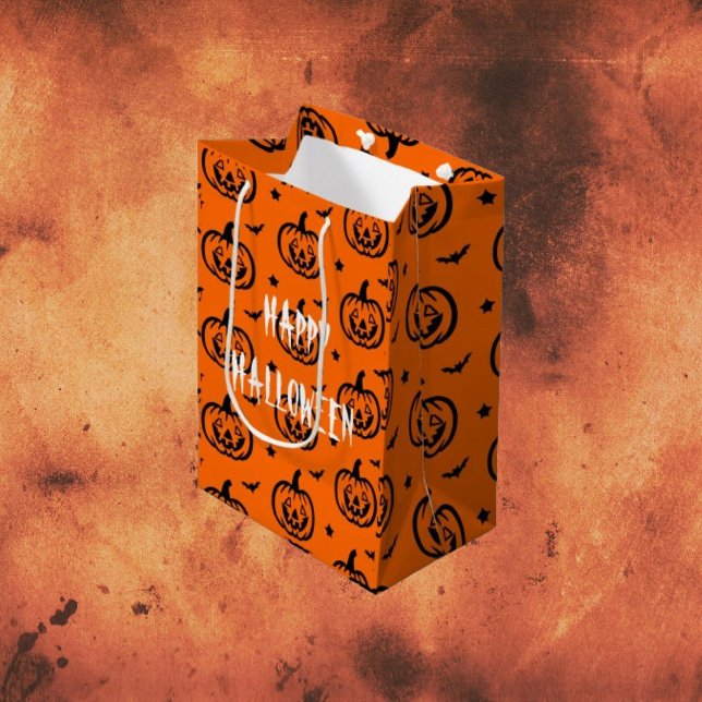 Happy Halloween Orange/Black Pumpkins  Medium Gift Bag (Creator Uploaded)