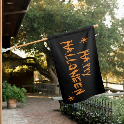 Happy Halloween orange black scary House Flag