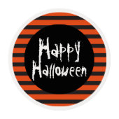 Happy Halloween Orange Black Striped Fun Font Edible Frosting Rounds (Front)