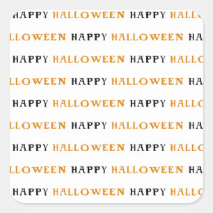 Happy Halloween Orange Black Wording Party Square Sticker