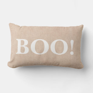 Happy Halloween Orange Boo! Burlap Lumbar Pillow