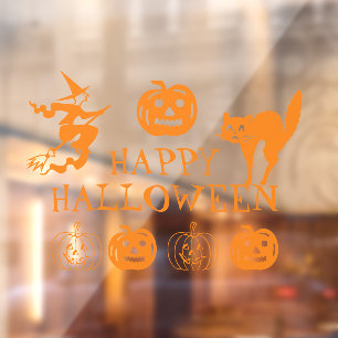 Happy Halloween orange cute window decor Window Cling