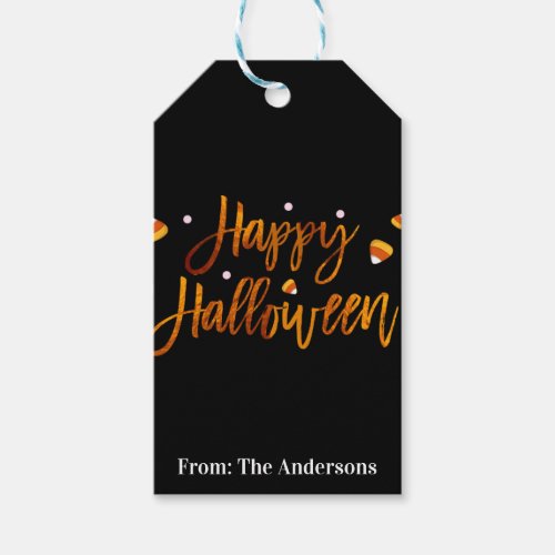 Happy Halloween Orange Foil Modern Script Trendy Gift Tags