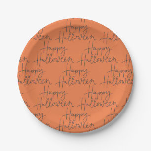 Happy Halloween Orange & Gray Party Plates