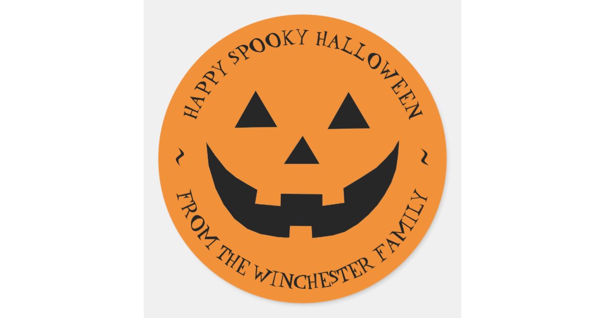 Happy Halloween orange Jack o lantern custom favor Classic Round ...