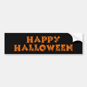 Happy Halloween Orange Jack-o’-Lantern Faces Bumper Sticker