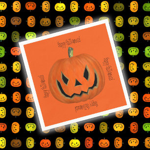Happy Halloween Orange Jack Pumpkin Face Party Napkins