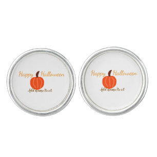 Happy Halloween orange pumpink fall orange brown Cufflinks