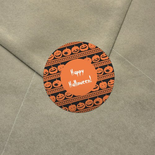 Happy Halloween Orange Pumpkin Jack O Lantern Classic Round Sticker