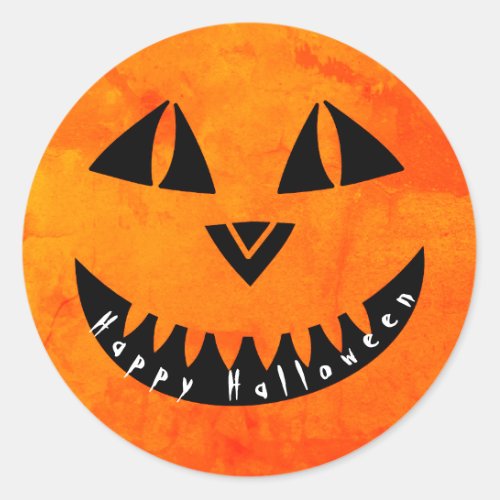 Happy Halloween Orange Pumpkin Jack o Lantern Classic Round Sticker
