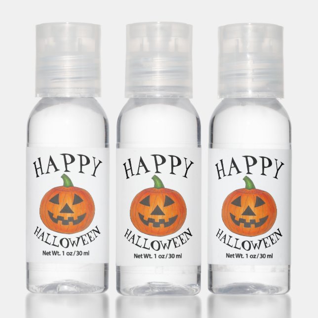 Happy Halloween Orange Pumpkin Jack o' Lantern Hand Sanitizer (Set)