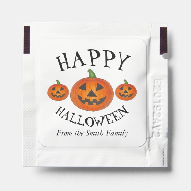 Happy Halloween Orange Pumpkin Jack o' Lantern Hand Sanitizer Packet