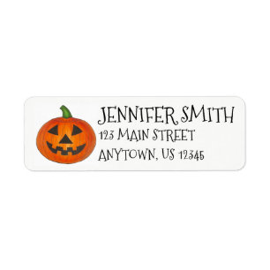 Happy Halloween Orange Pumpkin Jack o' Lantern Label