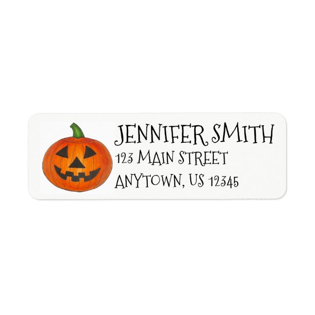 Happy Halloween Orange Pumpkin Jack o' Lantern Label (Front)