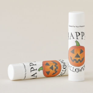 Happy Halloween Orange Pumpkin Jack o' Lantern Lip Balm