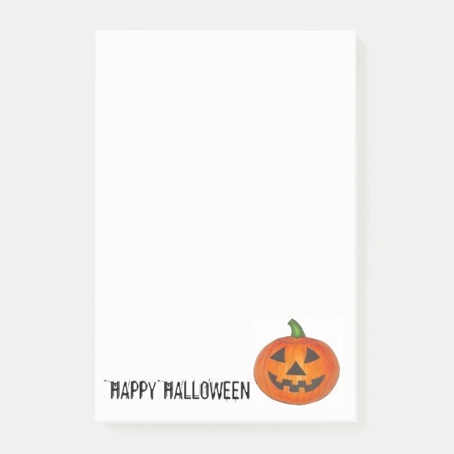 Happy Halloween Orange Pumpkin Jack o' Lantern Post-it Notes (Front)